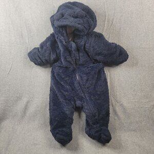 Wonder Nation, Boys Blue Hooded Winter Pram with Mittens, Sz 0-3 Mos